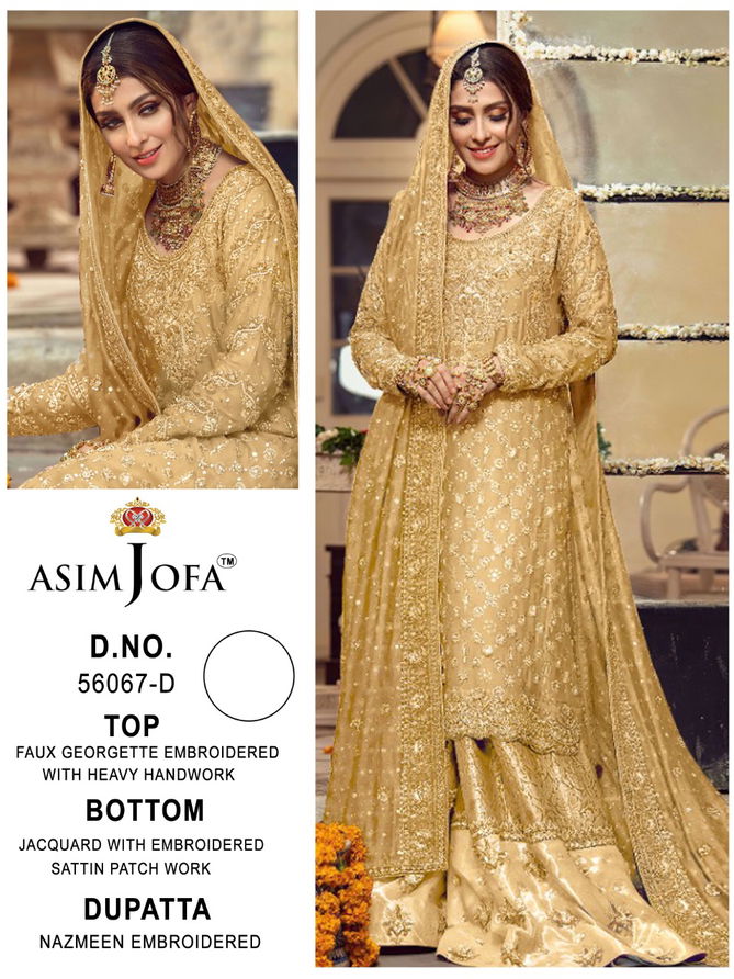 Asim Jofa 56067 Colours Fancy Wedding Wear Georgette Heavy Pakistani Salwar Kameez Collection